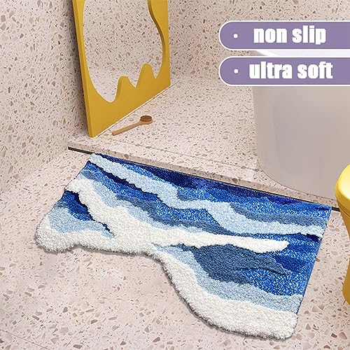 Kawaii Wave Pattern Plush Bath Mat 20"x32