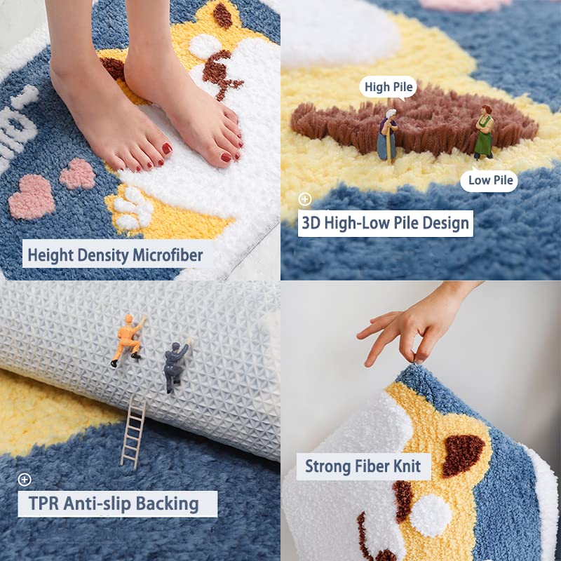 Kawaii Cartoon Dog Plush Bathroom Rug Mat