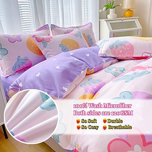 Kawaii Strawberry Plush Bedding Set for Kids