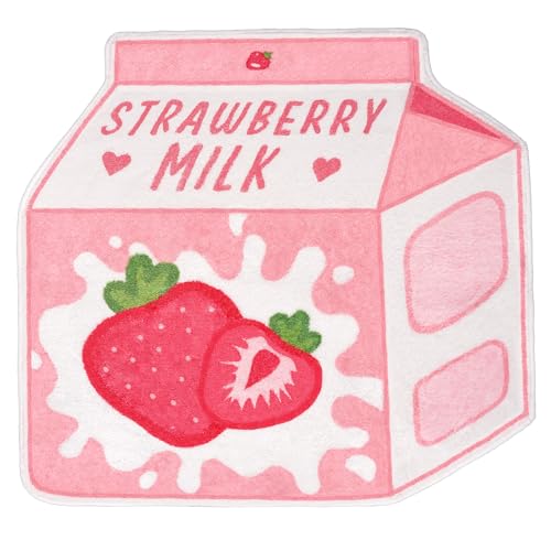 Kawaii Strawberry Milk Plush Bath Mat Rug