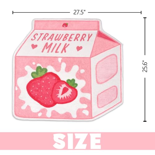 Kawaii Strawberry Milk Plush Bath Mat Rug