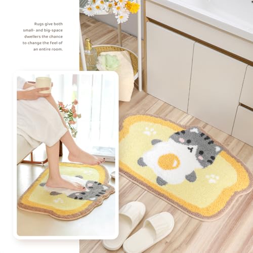 Kawaii Cat Toast Microfiber Bath Mat