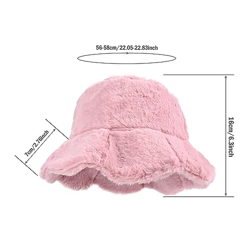 Kawaii Soft Ruffle Faux Fur Bucket Hat