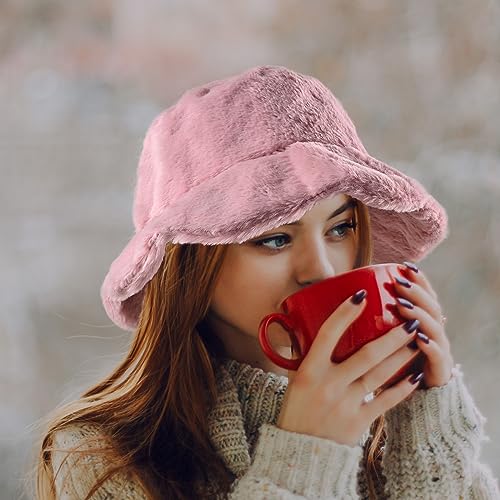Kawaii Soft Ruffle Faux Fur Bucket Hat