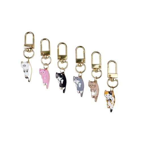 Kawaii Cat Keychain Set - Colorful Plush Cuties