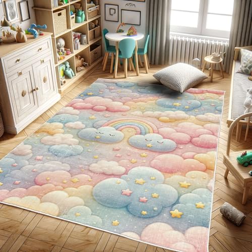 Kawaii Cartoon Sky Plush Rug - Dreamy Decor