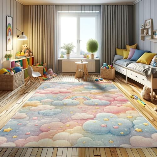 Kawaii Cartoon Sky Plush Rug - Dreamy Decor