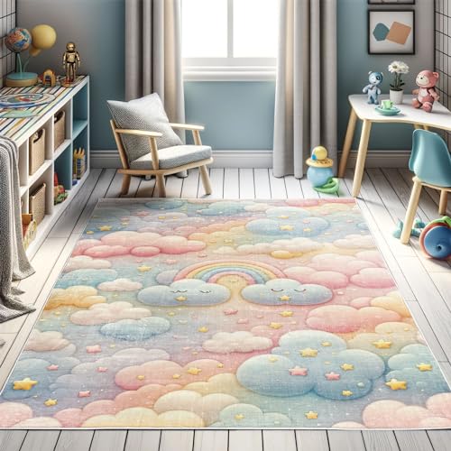 Kawaii Cartoon Sky Plush Rug - Dreamy Decor