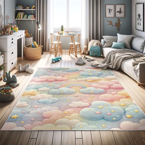 Kawaii Cartoon Sky Plush Rug - Dreamy Decor