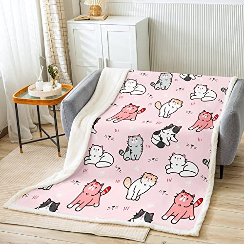 Kawaii Cat Paw Print Plush Blanket 30"x40