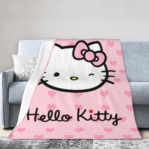 Kawaii Pink Cat Plush Blanket for All Seasons