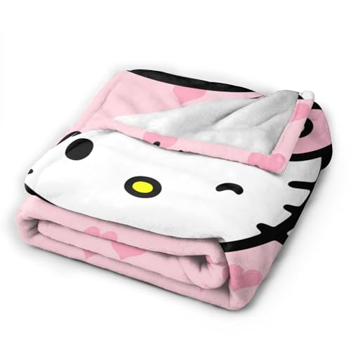 Kawaii Pink Cat Plush Blanket for All Seasons