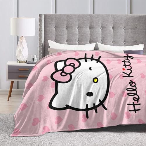 Kawaii Pink Cat Plush Blanket for All Seasons