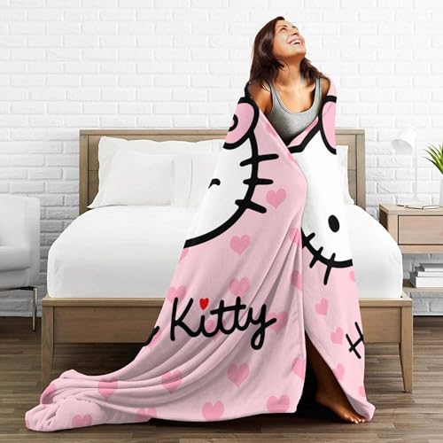Kawaii Pink Cat Plush Blanket for All Seasons