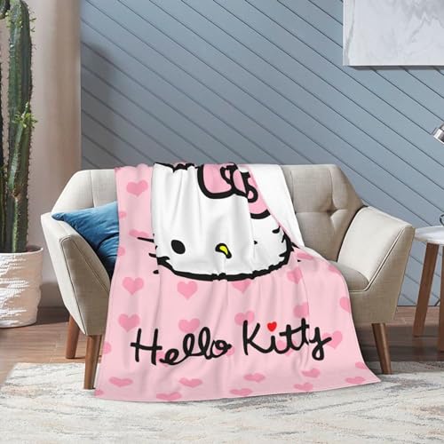 Kawaii Pink Cat Plush Blanket for All Seasons
