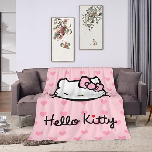Kawaii Pink Cat Plush Blanket for All Seasons