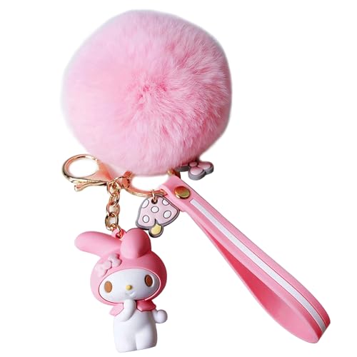 Tonsamvo Cute Pink Pom Pom Kawaii Keychain