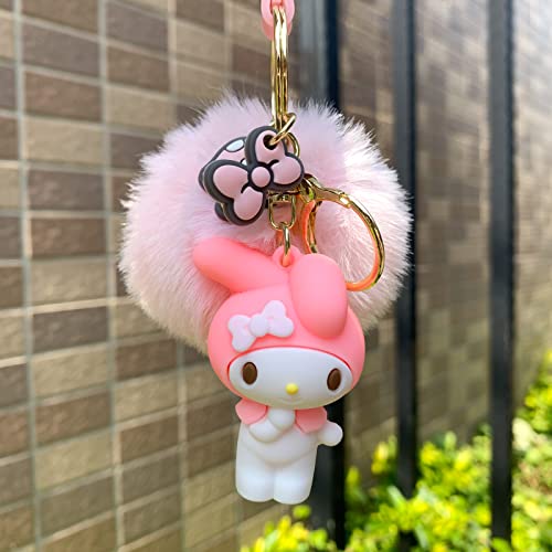 Tonsamvo Cute Pink Pom Pom Kawaii Keychain