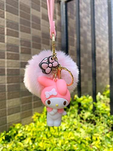 Tonsamvo Cute Pink Pom Pom Kawaii Keychain