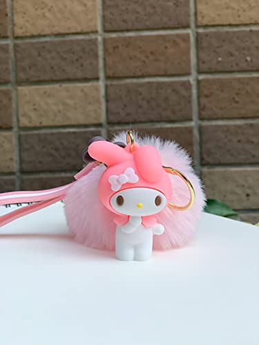 Tonsamvo Cute Pink Pom Pom Kawaii Keychain