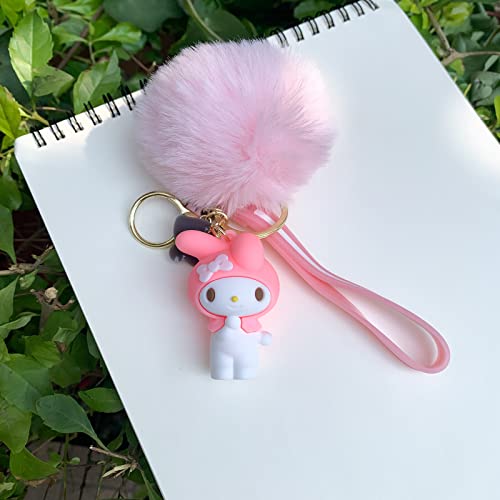 Tonsamvo Cute Pink Pom Pom Kawaii Keychain