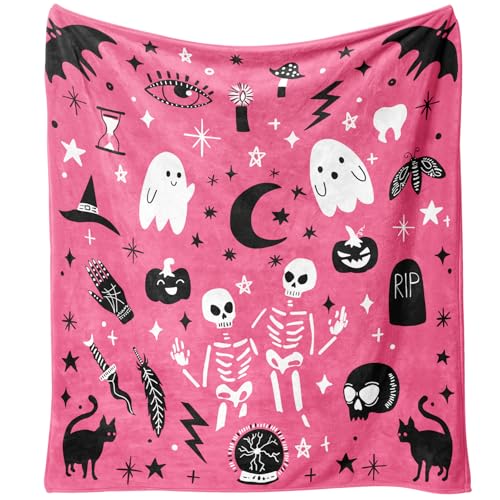 Cute Kawaii Ghost Skeleton Halloween Plush Blanket