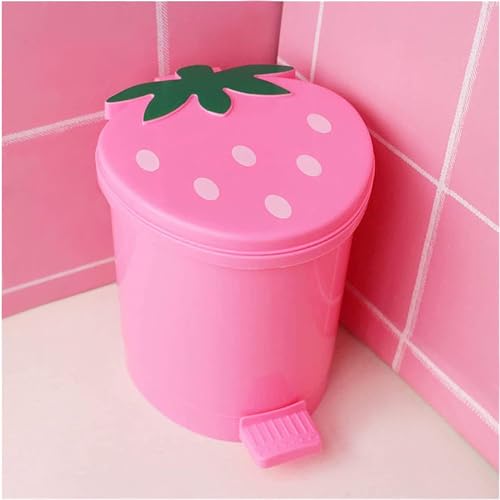Kawaii Strawberry Trash Can with Lid and Bags