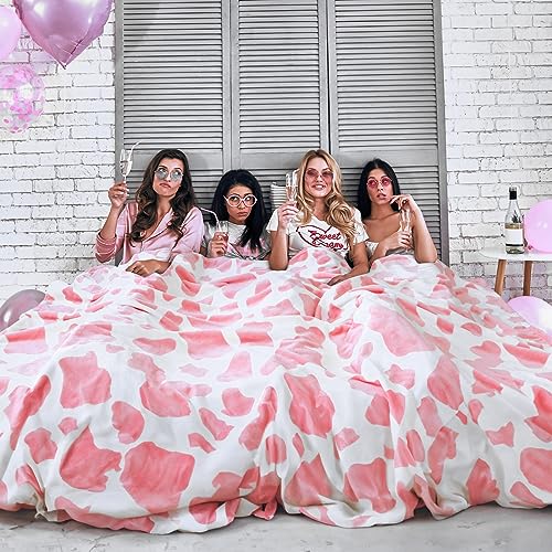 Kawaii Strawberry Cow Print Fleece Throw Blanket