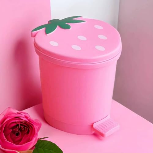 Kawaii Strawberry Trash Can with Lid and Bags