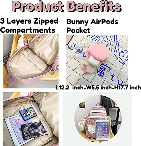 Kawaii Purple Backpack with Cute Card Plush Pendant