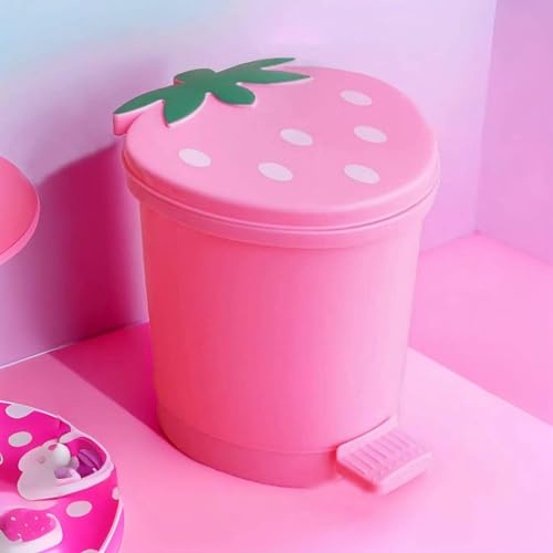 Kawaii Strawberry Trash Can with Lid and Bags
