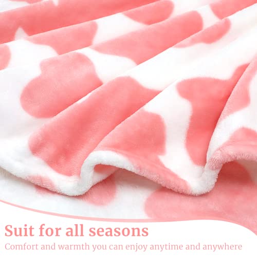 Kawaii Strawberry Cow Print Fleece Throw Blanket