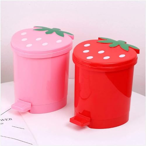 Kawaii Strawberry Trash Can with Lid and Bags