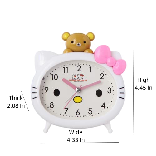 Kawaii Cat Alarm Clock for Kids - White