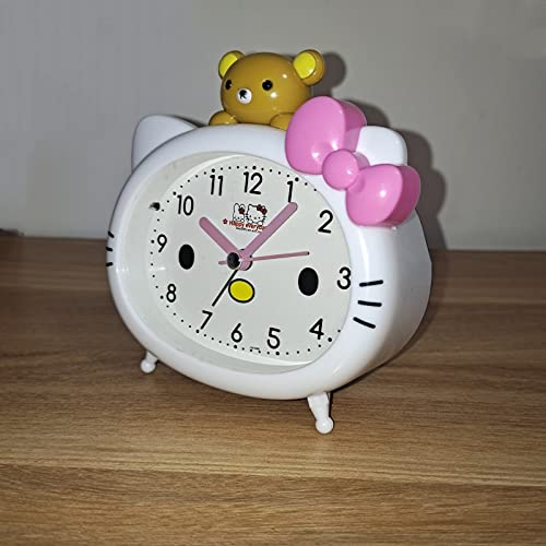 Kawaii Cat Alarm Clock for Kids - White