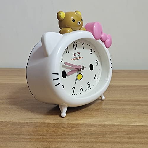 Kawaii Cat Alarm Clock for Kids - White