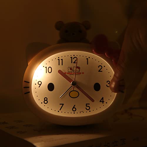Kawaii Cat Alarm Clock for Kids - White