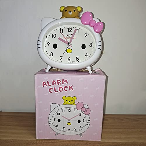 Kawaii Cat Alarm Clock for Kids - White