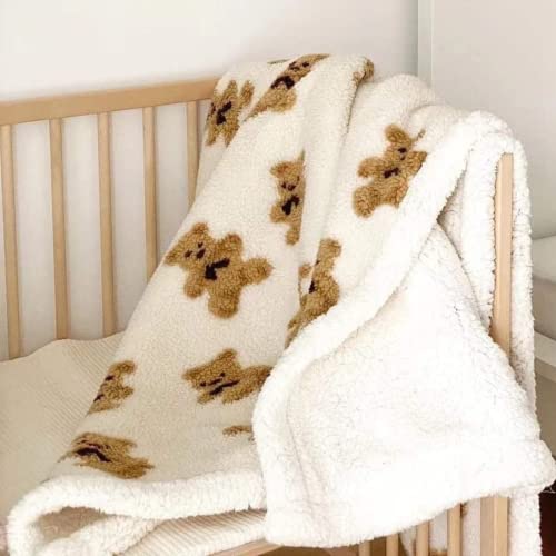 Kawaii Bear Sherpa Plush Throw Blanket 28x40