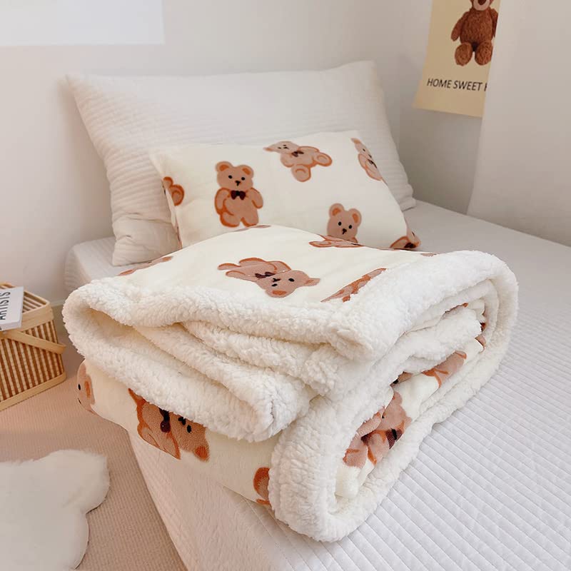 Kawaii Bear Sherpa Plush Throw Blanket 28x40