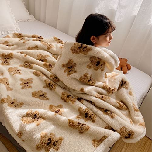 Kawaii Bear Sherpa Plush Throw Blanket 28x40
