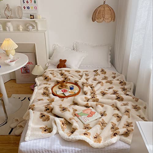Kawaii Bear Sherpa Plush Throw Blanket 28x40