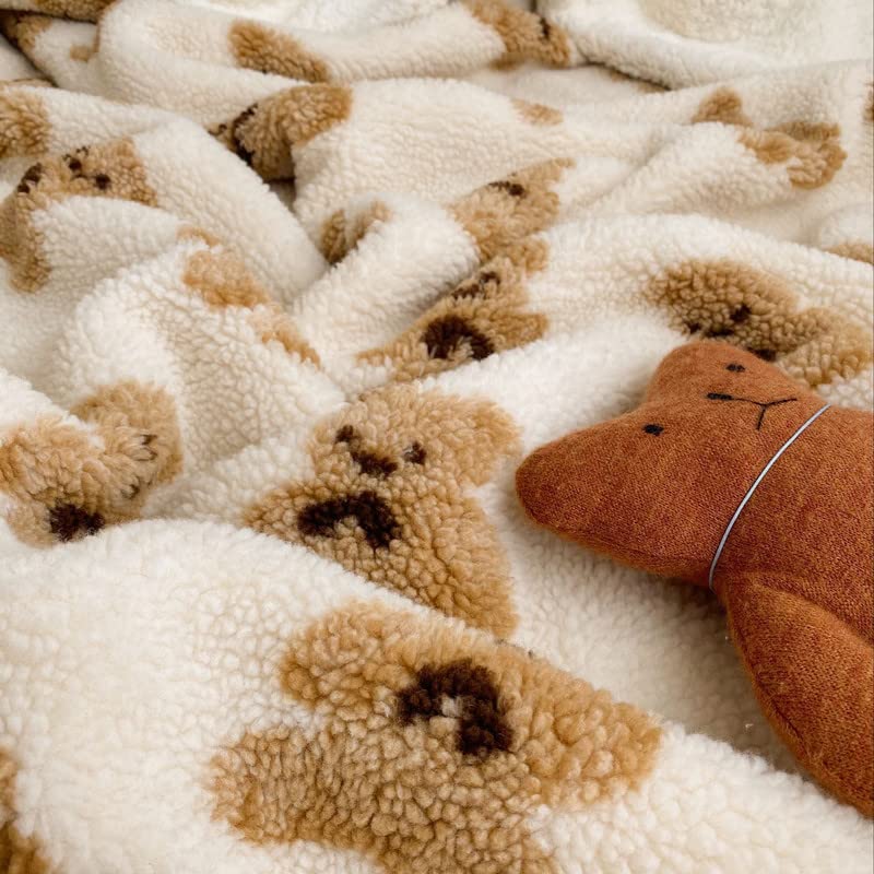 Kawaii Bear Sherpa Plush Throw Blanket 28x40