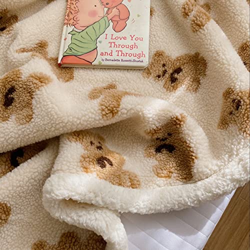 Kawaii Bear Sherpa Plush Throw Blanket 28x40
