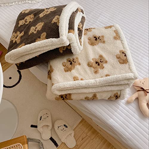 Kawaii Bear Sherpa Plush Throw Blanket 28x40