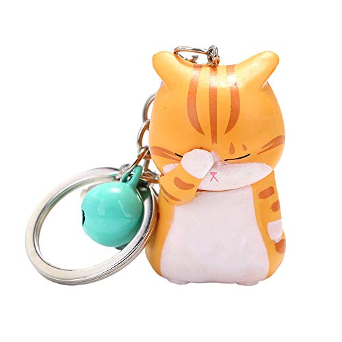 Shy Chubby Kitten Keychain Charm - Kawaii Orange