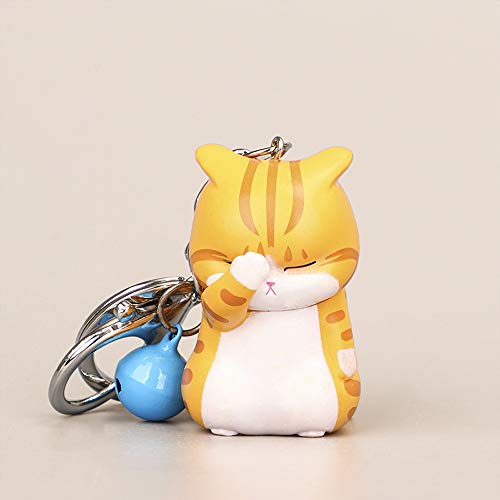 Shy Chubby Kitten Keychain Charm - Kawaii Orange