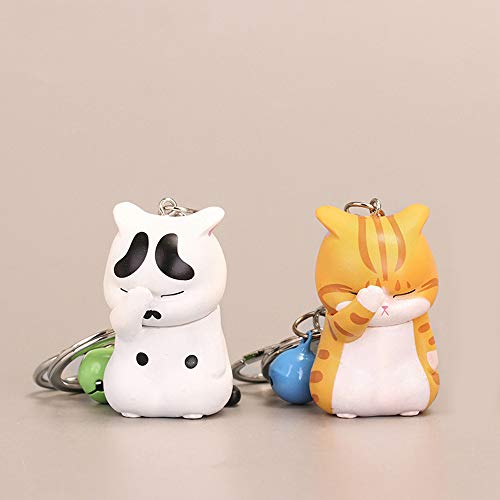 Shy Chubby Kitten Keychain Charm - Kawaii Orange