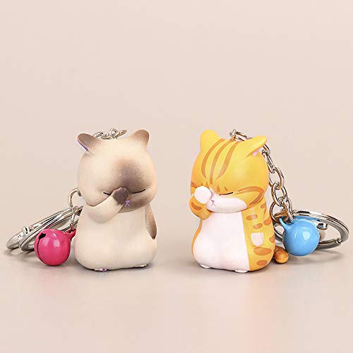 Shy Chubby Kitten Keychain Charm - Kawaii Orange