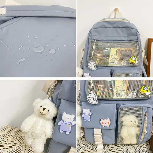 Kawaii Cute Backpack with Plush Pendant & Pins